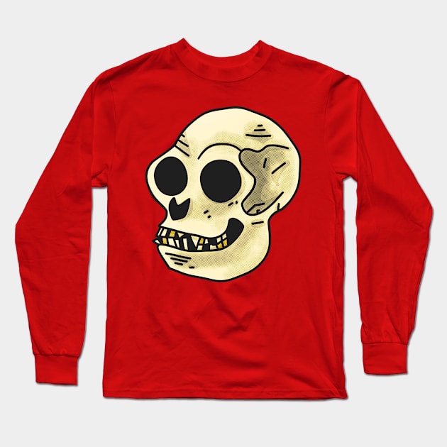 The Skull of a Spider Monkey Comic Cartoon Art Long Sleeve T-Shirt by MacSquiddles